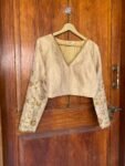 pure silk hand embroidery blouse / gold maggam blouse / tissue silk zardosi blouse / hand embroidered blouse / ready made blouse zardosi/