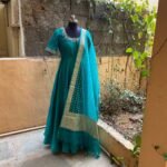 Hand embroidered Anarkali with pure handloom banarasi dupatta / anarkali suit set / anarkali dupatta USA /women’s Indian dresses/long gown