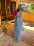 Saree with stitched blouse/floral saree with designer blouse /saree /georgette designer saree / cocktail saree/ modern saree blouse
