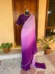 Ombre silk saree with hand embroidered blouse /purple sare blouse USA/ saree with blouse set / embroidered blouse/ sarees USA / shaded saree