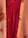 Pink lehriya Anarkali with floral long jacket / anarkali suit set / anarkali dupatta USA / Indian dresses/kurta with floral jacket shrug