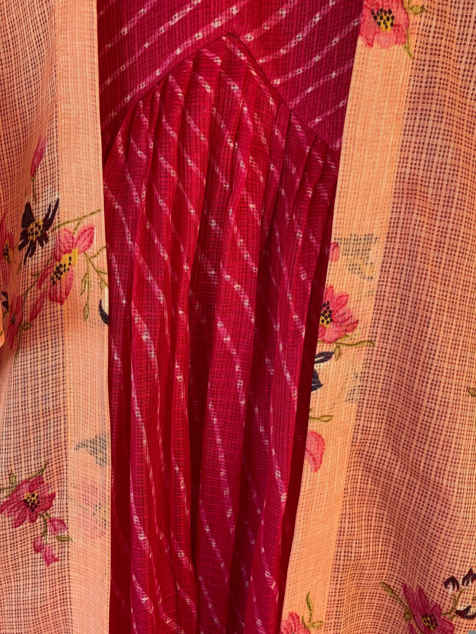 Pink lehriya Anarkali with floral long jacket / anarkali suit set / anarkali dupatta USA / Indian dresses/kurta with floral jacket shrug