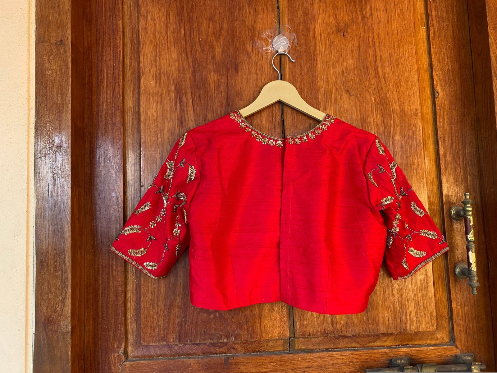 pure silk hand embroidery blouse / saree maggam red blouse / raw silk zardosi blouse / hand embroidered blouse / ready made blouse zardosi/
