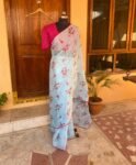 Saree with stitched blouse/floral saree with designer blouse /saree /georgette designer saree / cocktail saree/ modern saree blouse