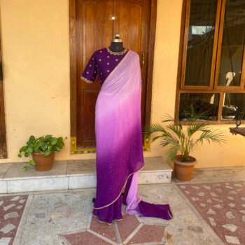 Ombre silk saree with hand embroidered blouse /purple sare blouse  saree with blouse set / embroidered blouse/ sarees / shaded saree