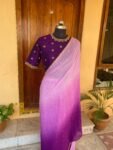 Ombre silk saree with hand embroidered blouse /purple sare blouse USA/ saree with blouse set / embroidered blouse/ sarees USA / shaded saree
