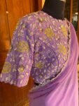 Saree with stitched blouse/ silk saree hand embroideredblouse / blue saree USA / soft silk saree ready blouse / cocktail saree/ modern saree