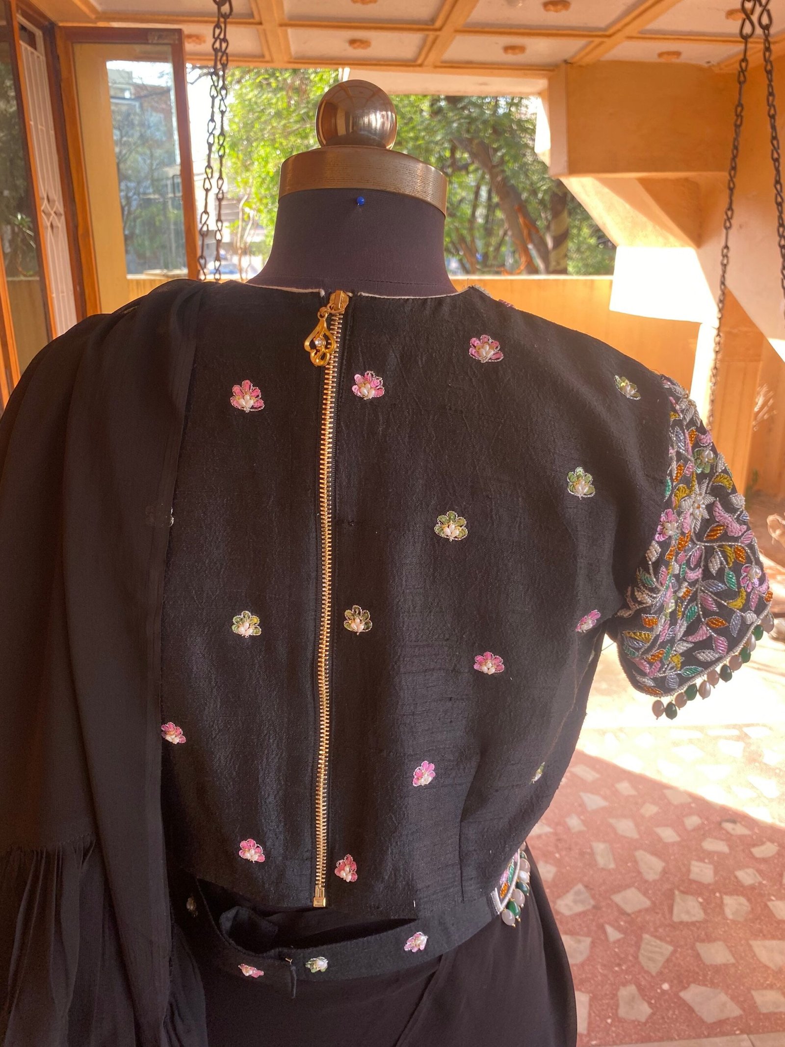 Ruffle saree with blouse/ peach ruffle saree with stitched blouse/ saree belt with blouse / silk ruffle saree / saree with belt / belt sari