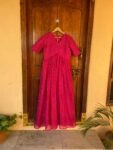 Pink lehriya Anarkali with floral long jacket / anarkali suit set / anarkali dupatta USA / Indian dresses/kurta with floral jacket shrug