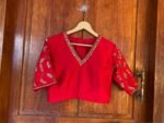 pure silk hand embroidery blouse / saree maggam red blouse / raw silk zardosi blouse / hand embroidered blouse / ready made blouse zardosi/