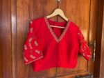 pure silk hand embroidery blouse / saree maggam red blouse / raw silk zardosi blouse / hand embroidered blouse / ready made blouse zardosi/
