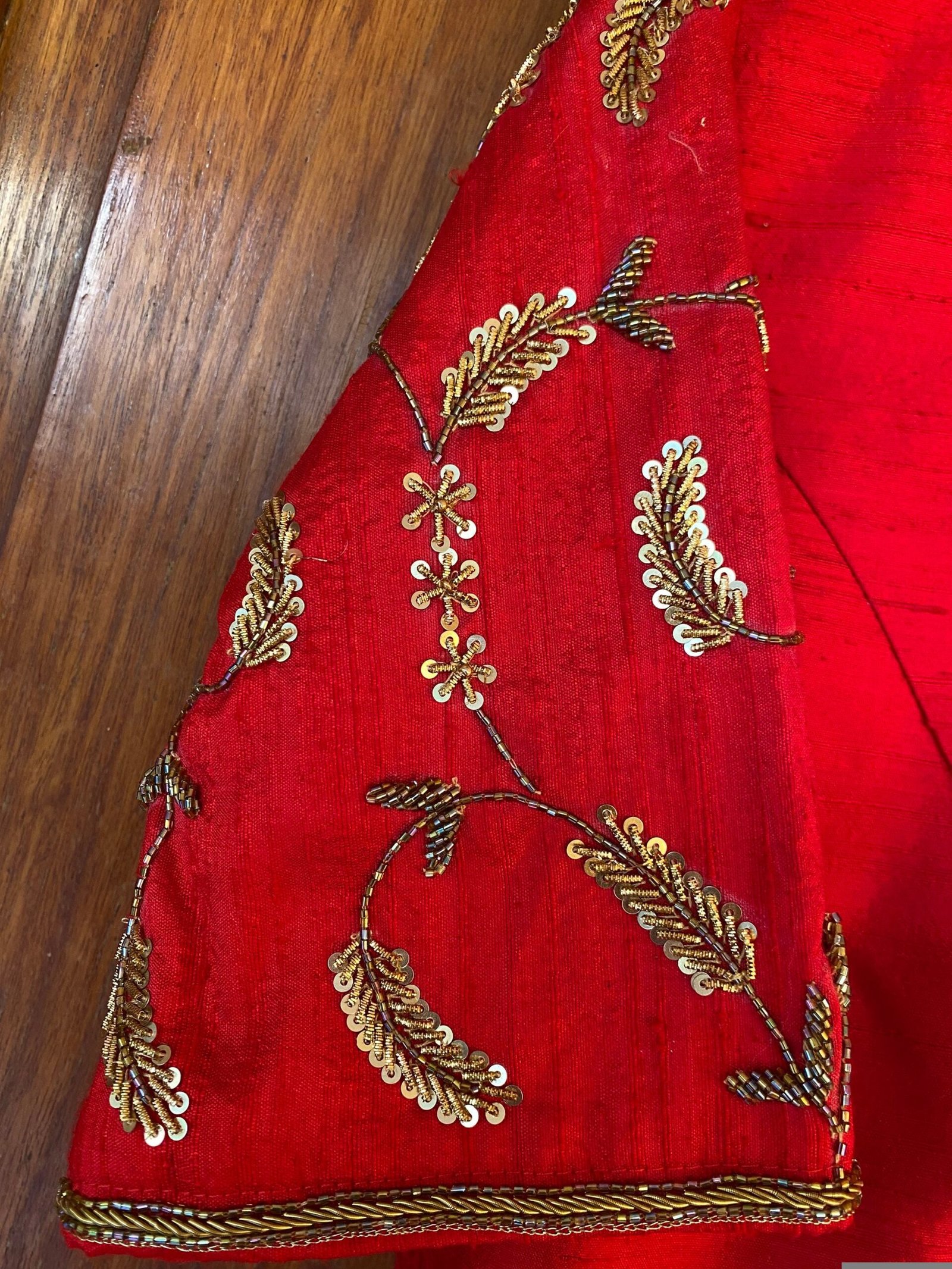 pure silk hand embroidery blouse / saree maggam red blouse / raw silk zardosi blouse / hand embroidered blouse / ready made blouse zardosi/