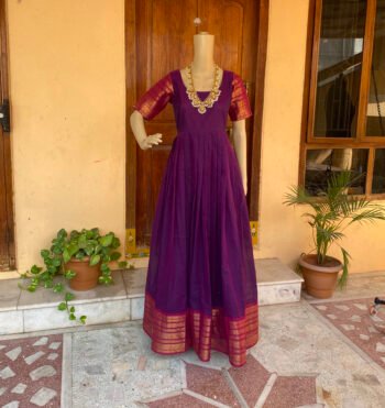 Anarkali usa / anarkali kurta / pure Handloom dress with border /pure cotton anarkali/ narayanpet patty dress / handloom kanchi cotton dress