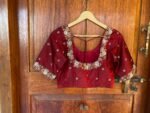 pure silk hand embroidery blouse / saree maggam blouse / raw silk zardosi blouse / hand embroidered blouse / ready made blouse zardosi/