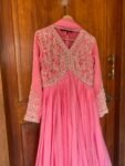 Designer Hand work Anarkali with dupatta /pink anarkali suit set/ pure silk anarkali dupatta USA /designer Indian long gown/womens long gown