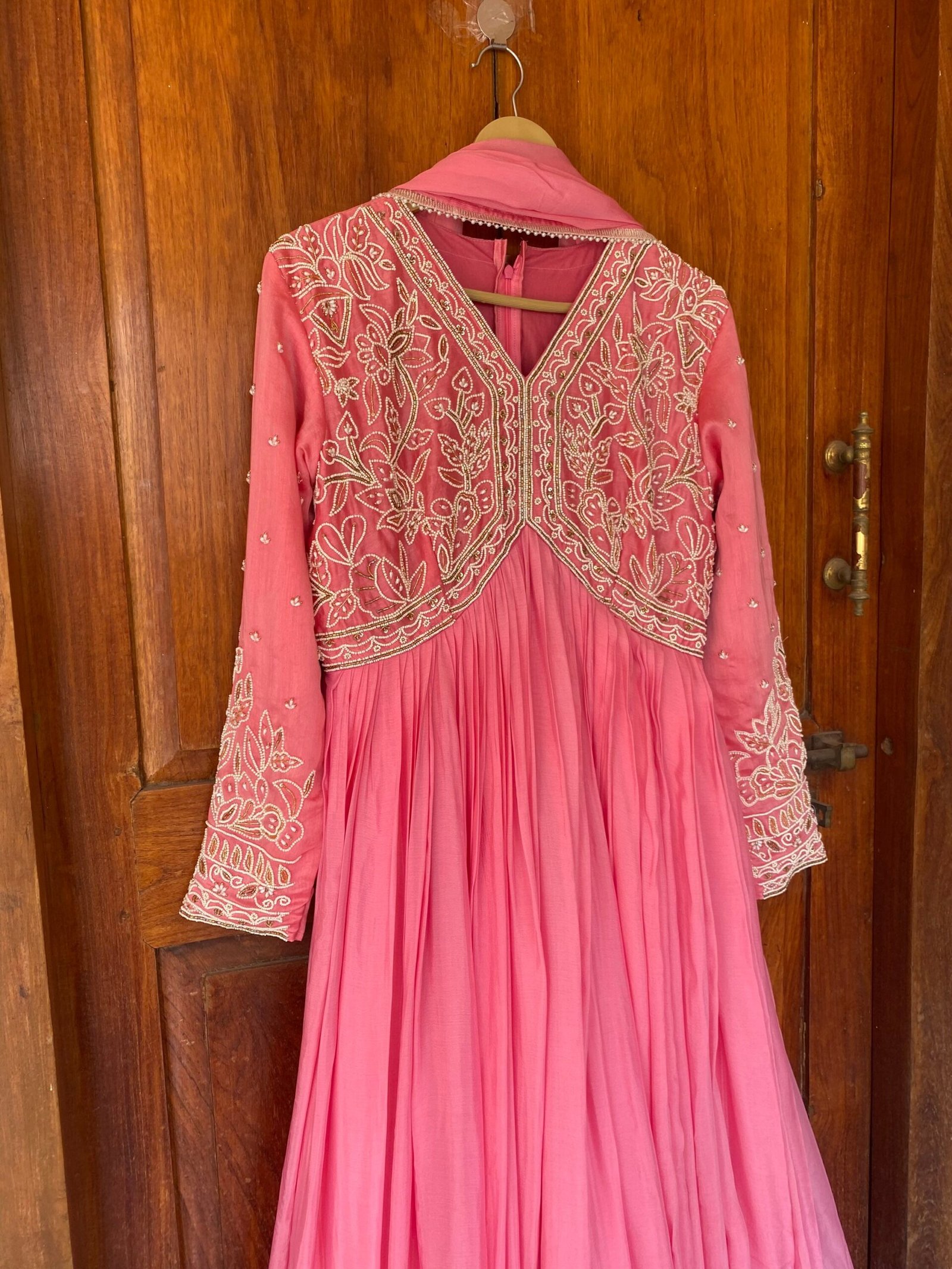 Designer Hand work Anarkali with dupatta /pink anarkali suit set/ pure silk anarkali dupatta USA /designer Indian long gown/womens long gown