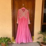 Designer Hand work Anarkali with dupatta /pink anarkali suit set/ pure silk anarkali dupatta USA /designer Indian long gown/womens long gown