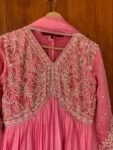Designer Hand work Anarkali kurta /onion pink anarkali suit set/pure silk anarkali USA /designer Indian anarkali long gown/womens long gown
