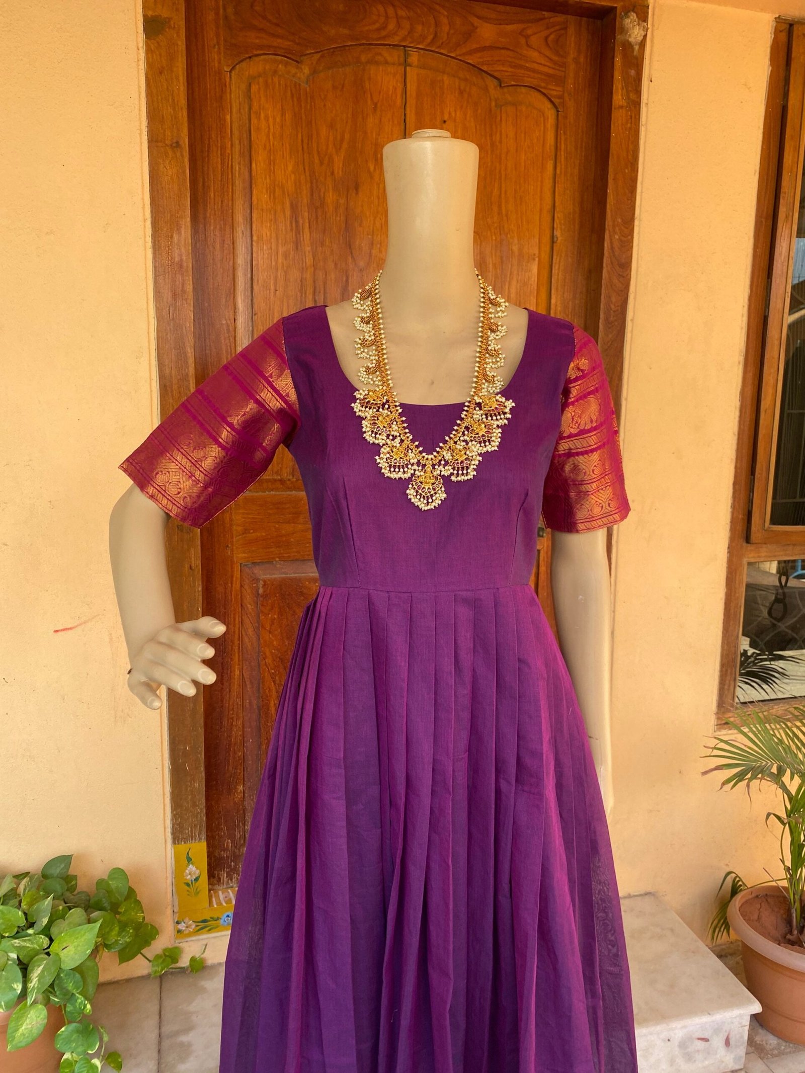 Anarkali usa / anarkali kurta / pure Handloom dress with border /pure cotton anarkali/ narayanpet patty dress / handloom kanchi cotton dress