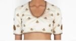 pure silk hand embroidery blouse / cream maggam blouse / raw silk zardosi blouse / hand embroidered blouse / ready made blouse zardosi