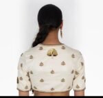 pure silk hand embroidery blouse / cream maggam blouse / raw silk zardosi blouse / hand embroidered blouse / ready made blouse zardosi