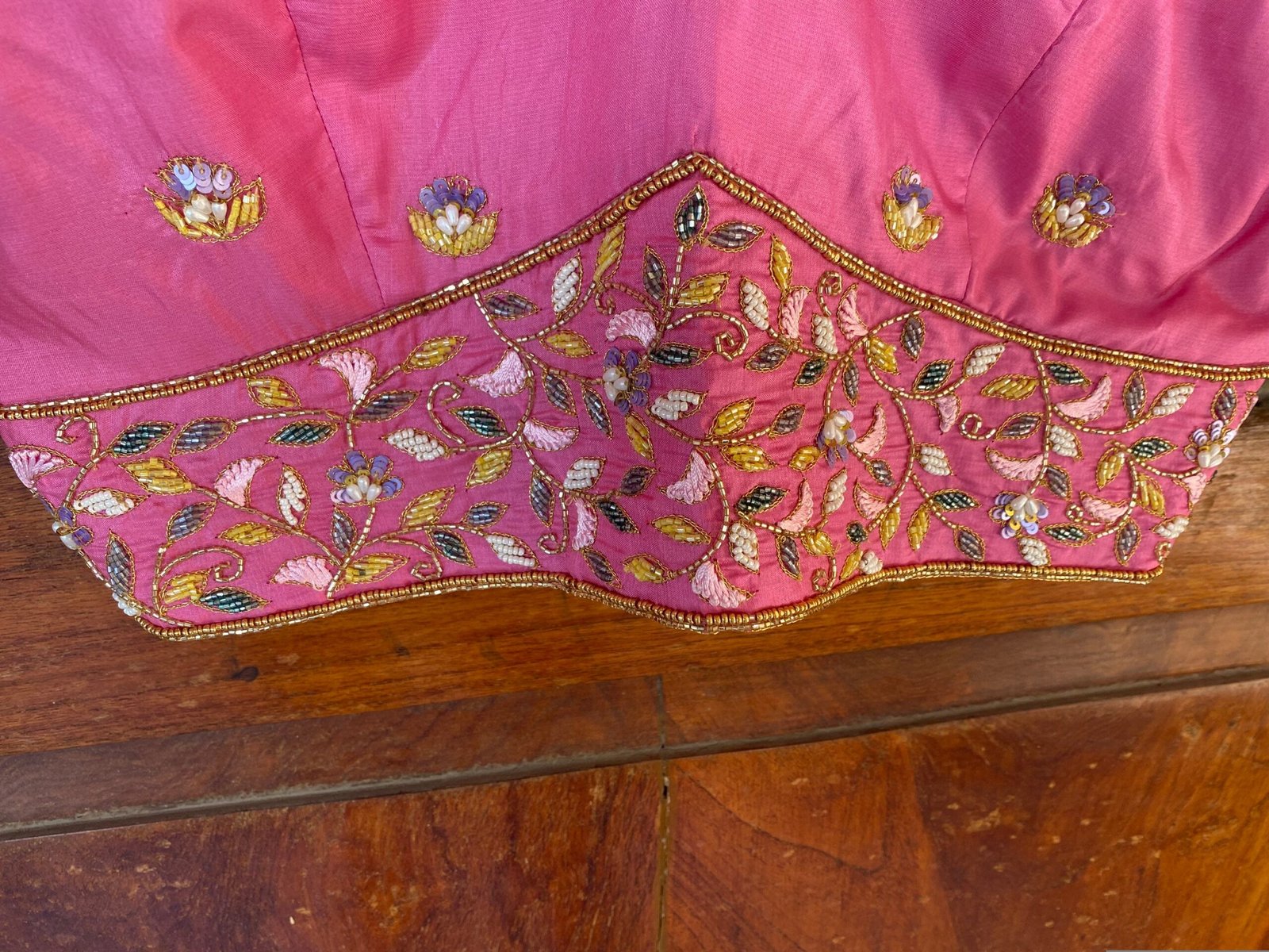 pure silk hand embroidery blouse / pinksaree maggam blouse / raw silk zardosi blouse / hand embroidered blouse / ready made blouse zardosi