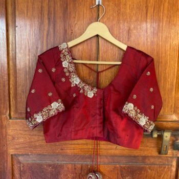 pure silk hand embroidery blouse /  saree maggam blouse / raw silk zardosi blouse / hand embroidered blouse / ready made blouse zardosi/