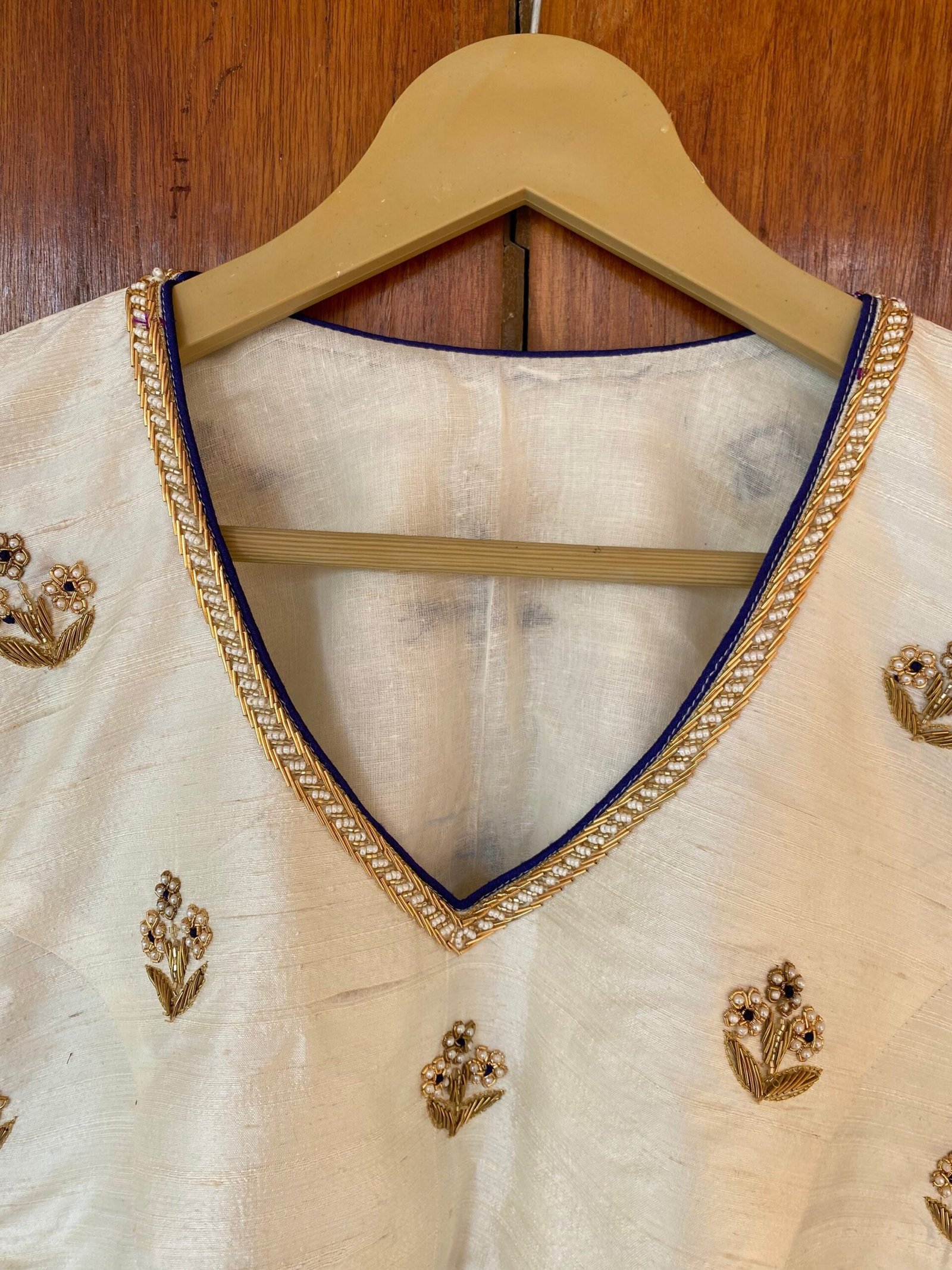 pure silk hand embroidery blouse / cream maggam blouse / raw silk zardosi blouse / hand embroidered blouse / ready made blouse zardosi