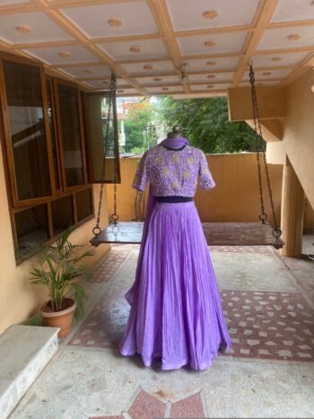 Women’s lehenga set / lavender crop top lehenga / Indian crop top skirt / wedding lehenga /tulle silk skirt/ lehenga choli set