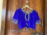 pure silk hand embroidery blouse / saree maggam blouse /navy blue silk zardosi blouse / hand embroidered blouse /ready made blouse zardosi
