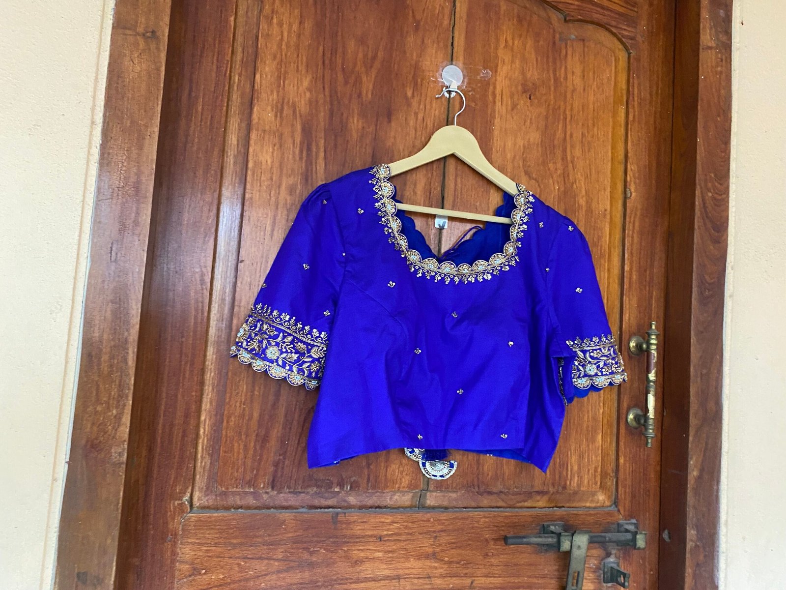 pure silk hand embroidery blouse / saree maggam blouse /navy blue silk zardosi blouse / hand embroidered blouse /ready made blouse zardosi