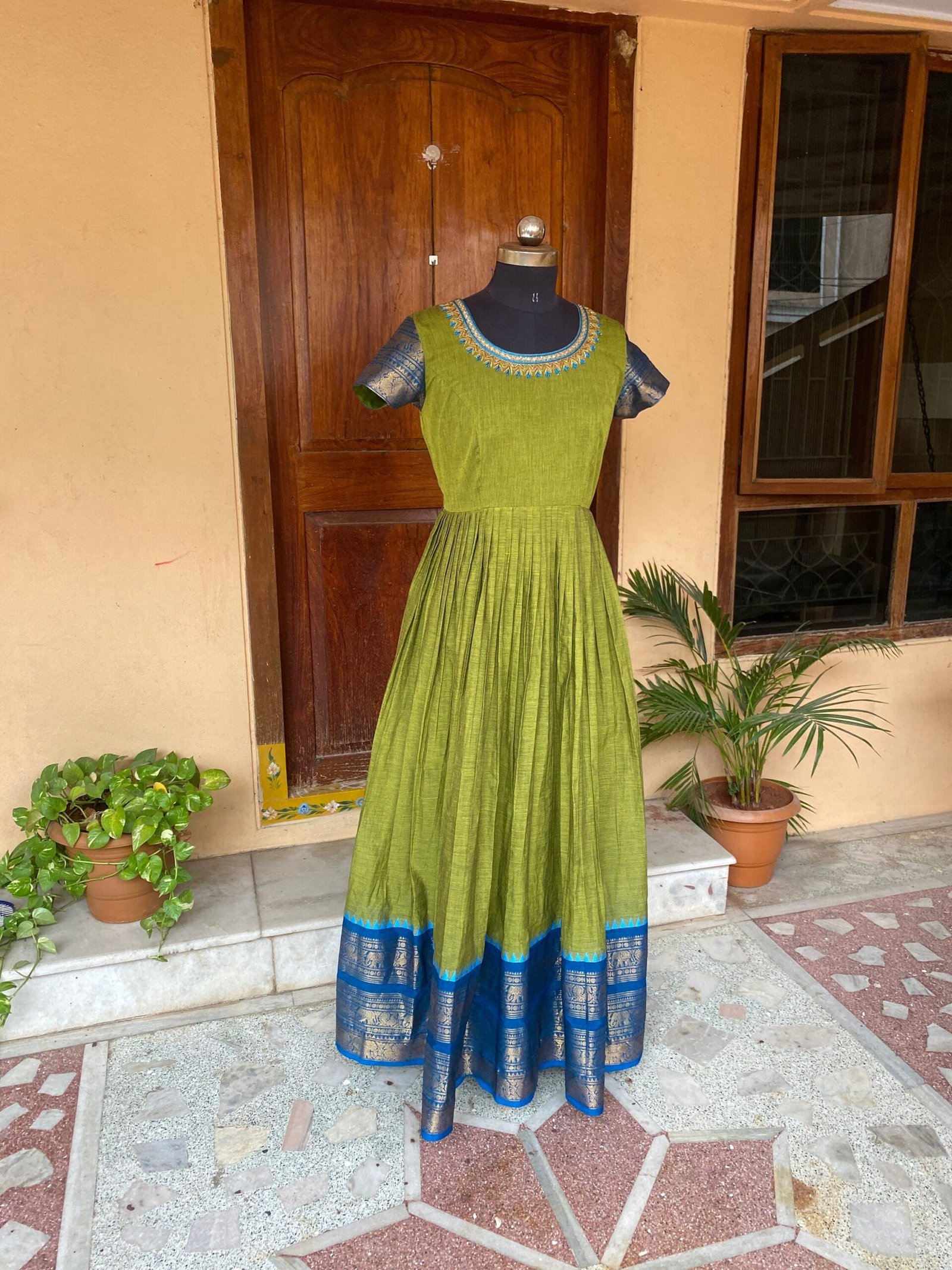 Anarkali usa / anarkali kurta / pure Handloom dress with border /pure cotton anarkali/ narayanpet pattu dress / handloom kanchi cotton dress