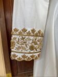Hand Embroidered Cream Anarkali Dress with Banarasi Handloom Dupatta