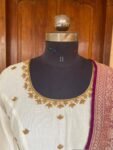 Hand Embroidered Cream Anarkali Dress with Banarasi Handloom Dupatta