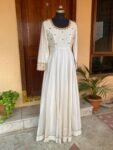 Hand embroidered Anarkali dress/ cream anarkali suit set / white hand work anarkali USA  /Indian dresses/ white kurta/ full sleeves Anarkali
