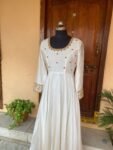 Hand embroidered Anarkali dress/ cream anarkali suit set / white hand work anarkali USA  /Indian dresses/ white kurta/ full sleeves Anarkali