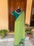 Green chiffon silk saree with hand Embroidered blouse | buti embroidered saree with ready blouse | sarees USA |green silk sare / saree belt