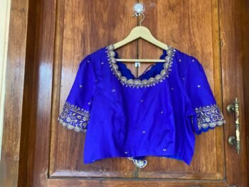 pure silk hand embroidery blouse /  saree maggam blouse /navy blue silk zardosi blouse / hand embroidered blouse /ready made blouse zardosi