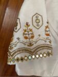pure silk hand embroidery blouse/cream maggam blouse/raw silk zardosi blouse/hand embroidered blouse/whitehand embroidery ready made blouse