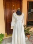 Hand embroidered Anarkali dress/ cream anarkali suit set / white hand work anarkali USA  /Indian dresses/ white kurta/ full sleeves Anarkali