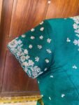 Green chiffon silk saree with hand Embroidered blouse | buti embroidered saree with ready blouse | sarees USA |green silk sare / saree belt