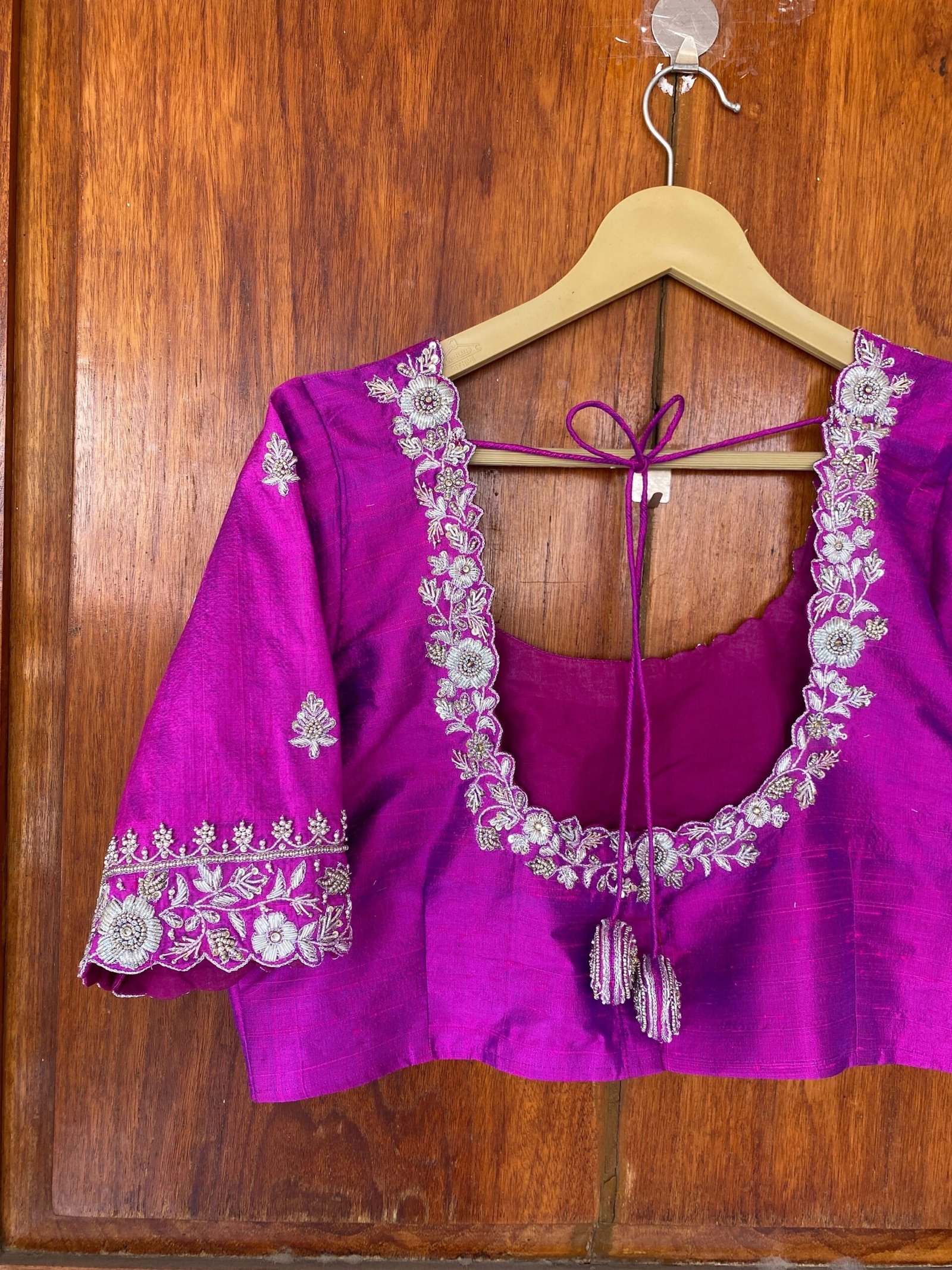 pure silk hand embroidery blouse / saree maggam blouse / raw silk zardosi blouse / hand embroidered blouse / ready made blouse zardosi