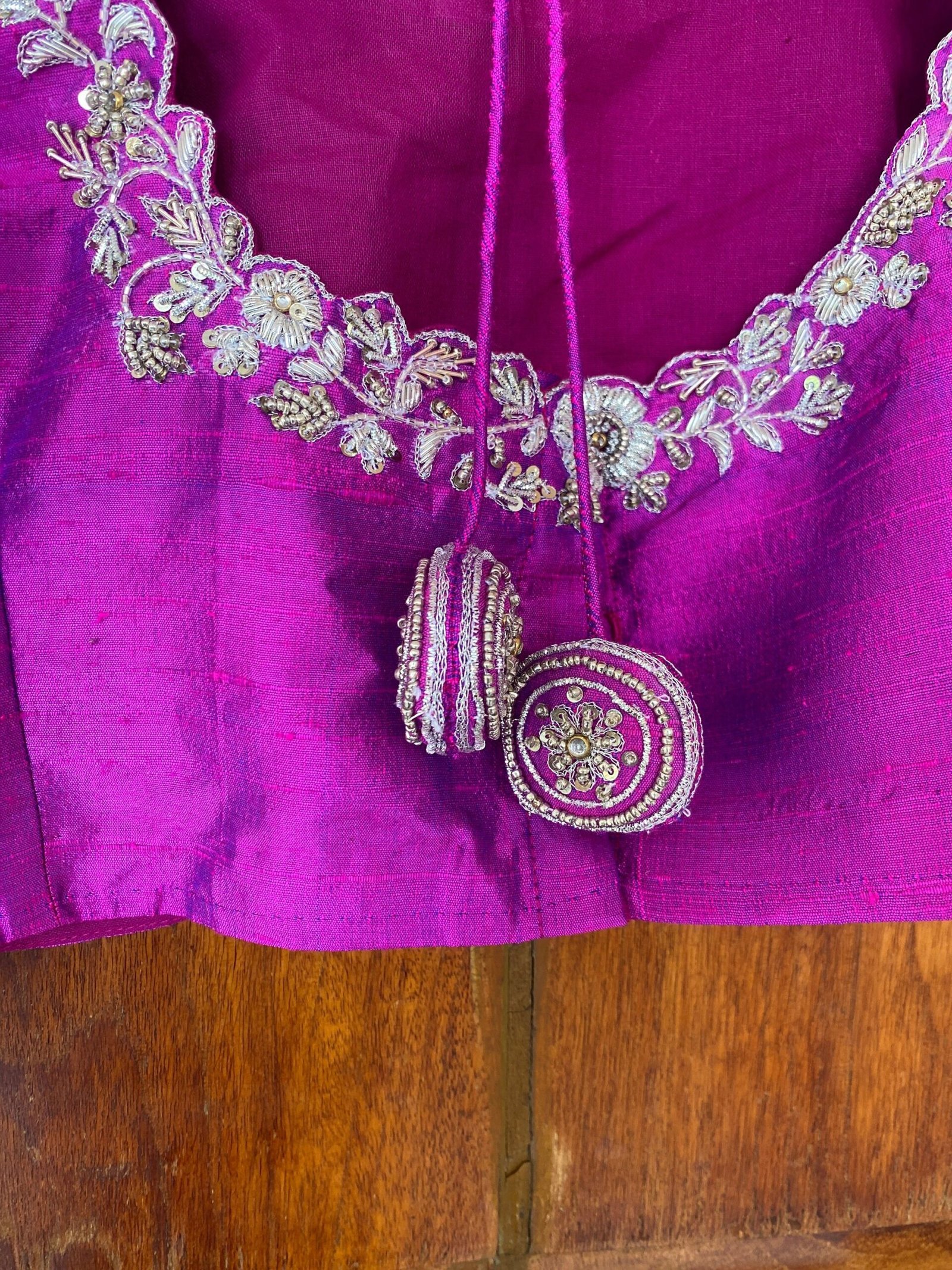 pure silk hand embroidery blouse / saree maggam blouse / raw silk zardosi blouse / hand embroidered blouse / ready made blouse zardosi
