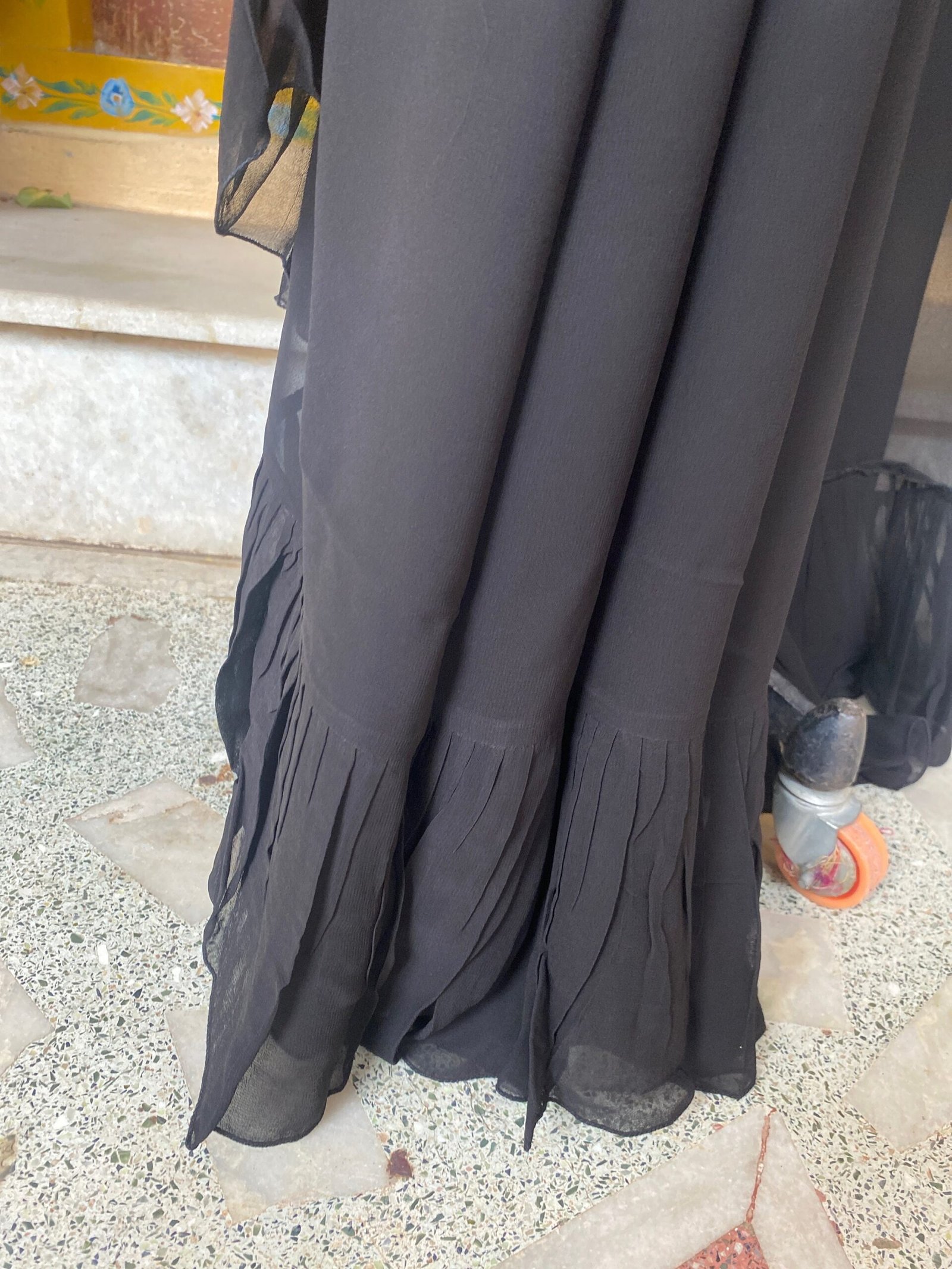 Ruffle saree with blouse/ peach ruffle saree with stitched blouse/ saree belt with blouse / silk ruffle saree / saree with belt / belt sari