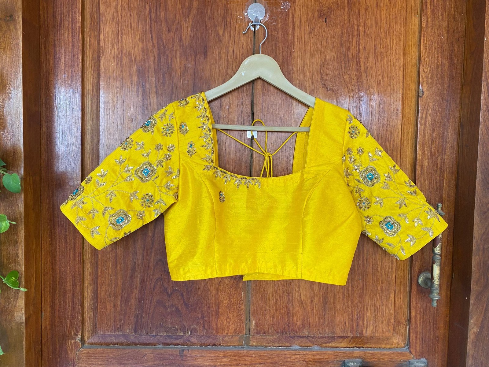 pure silk hand embroidery blouse / saree maggam yellow blouse /yellow blouse/ hand embroidered blouse / ready made blouse zardosi/voggish