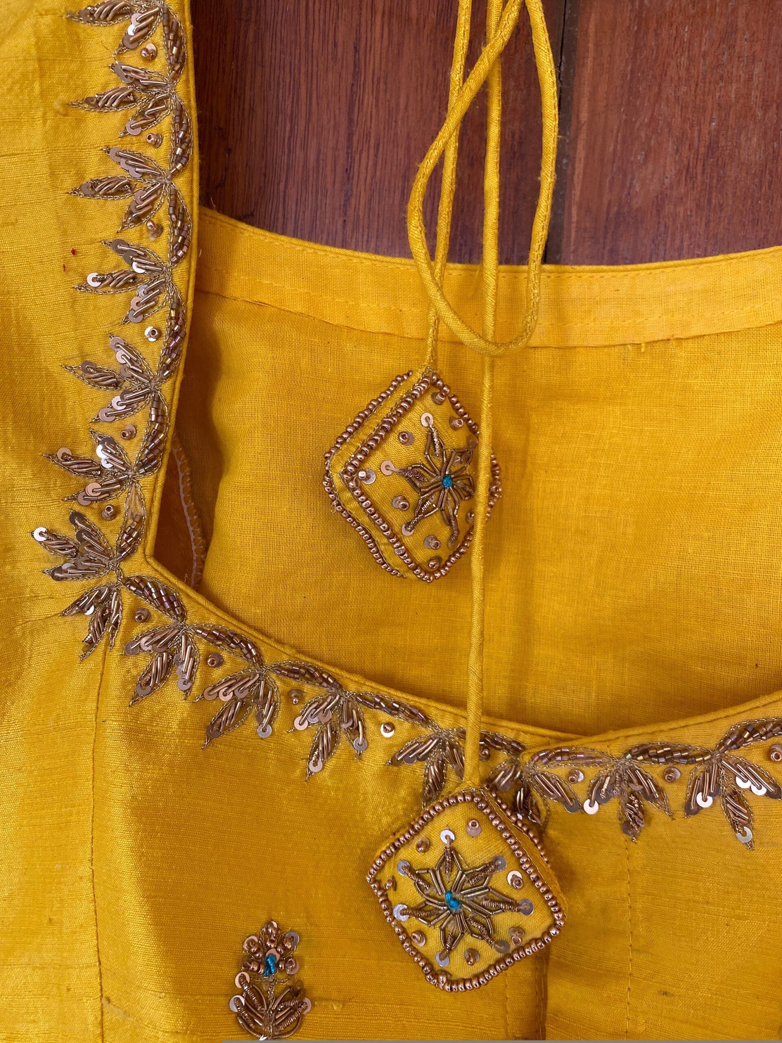 pure silk hand embroidery blouse / saree maggam yellow blouse /yellow blouse/ hand embroidered blouse / ready made blouse zardosi/voggish