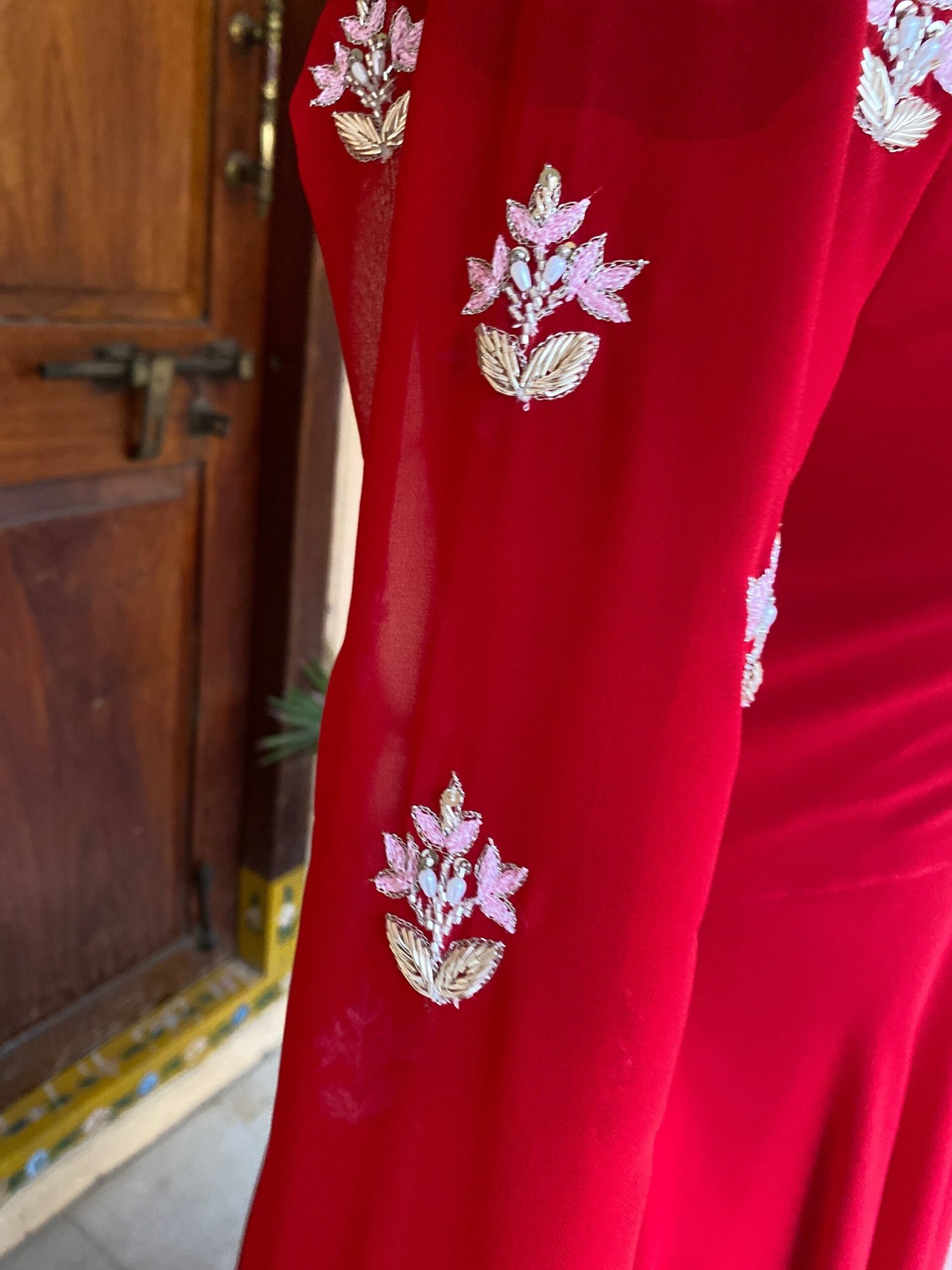 Hand embroidered Anarkali dress/ red anarkali suit set / red hand work anarkali USA / Indian dresses/ voggish USA/ red kurta