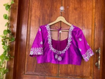 pure silk hand embroidery blouse /  saree maggam blouse / raw silk zardosi blouse / hand embroidered blouse / ready made blouse zardosi