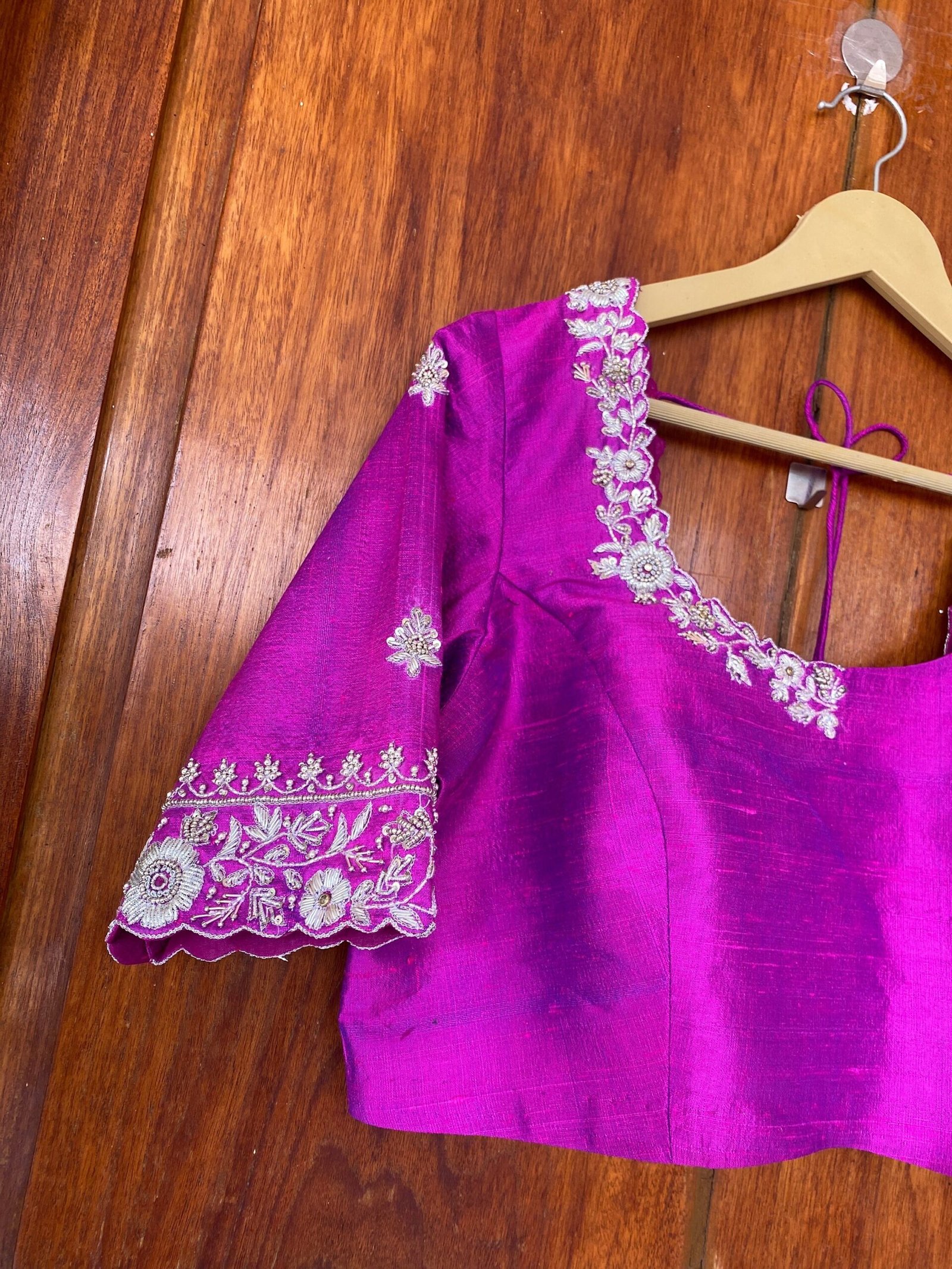 pure silk hand embroidery blouse / saree maggam blouse / raw silk zardosi blouse / hand embroidered blouse / ready made blouse zardosi