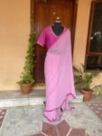 Pink chiffon silk saree with hand Embroidered blouse | buti embroidered saree with ready blouse| sarees USA |pink embroidery silk saree blou